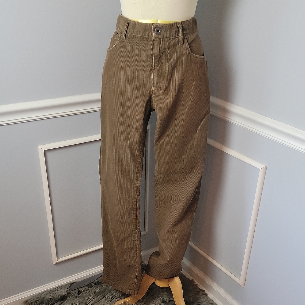 EXPRESS Rocco Slim Fit Straight Leg Brown Corduroy Casual 5 Pocket‎ Pants 34x32